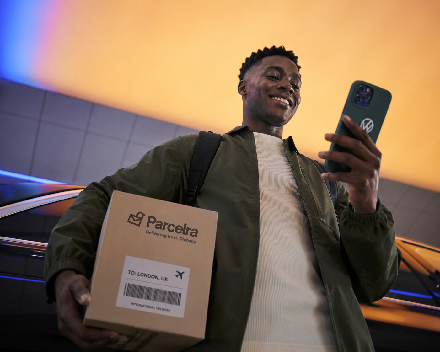 Traveler with a Parcelra package